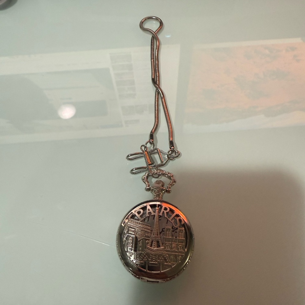 Silver Pocket Watch with Chain Paris France